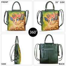 Load image into Gallery viewer, Genuine Leather Handbag for Women Hand Painted Leather Top Handle Bag Handmade Crossbody Purse Work Tote Bag