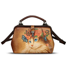 Load image into Gallery viewer, Genuine Leather Handbag Satchel for Women Hand Painted Leather Handmade Pouch Casual Shoulder Purse Bag