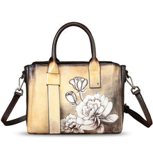 Load image into Gallery viewer, Genuine Leather Satchel for Women Hand Painted Leather Handbag Top Handle Bags Handmade Purse Crossbody Bag