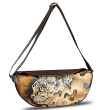 Load image into Gallery viewer, Genuine Leather Crossbody Bag Hand Painted Sling Backpack Retro Handmade Shoulder Daypack Purse Satchel