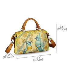 Load image into Gallery viewer, Genuine Leather Satchel for Women Hand Painted Handbag Top Handle Bags Handmade Purse Crossbody Tote Bag