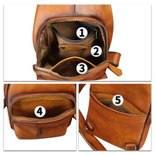 Load image into Gallery viewer, Genuine Leather Silng Bag for Women and Men Real Leather Sling Backpack Purse Chest Crossbody Bag