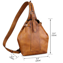 Load image into Gallery viewer, Genuine Leather Sling Bag for Men and Women Vintage Sling Backpack Fashion Shoulder Bag Crossbody Bag Chest Bag