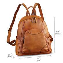 Load image into Gallery viewer, IVTG Genuine Leather Backpack for Women Vintage Handmade Satchel Vintage Knapsack Retro Leather Rucksack Daypack