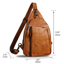 Load image into Gallery viewer, Genuine Leather Sling Bag for Men and Women Vintage Real Leather Sling Backpack Shoulder Crossbody Bag Chest Bag