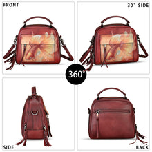 Load image into Gallery viewer, Genuine Leather Satchel for Women Hand Painted Leather Top Handle Handbag Handmade Crossbody Purse