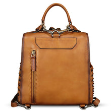 Load image into Gallery viewer, Genuine Leather Satchel for Women Hand Painted Purse Crossbody Handbag Top Handle Bags Handmade Convertible Backpack