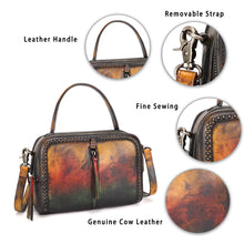 Load image into Gallery viewer, Genuine Leather Small Satchel Purses and Handbags Shoulder Bag for Women Vintage Real Leather Crossbody Purse with Strap