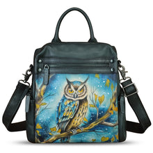 Load image into Gallery viewer, Genuine Leather Backpack for Women Hand Painted Knapsack Purse Handmade Rucksack Casual College Bag Convertible Daypack
