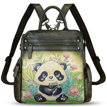 Load image into Gallery viewer, Genuine Leather Backpack for Women Hand Painted Knapsack Purse Handmade Rucksack Casual College Bag Convertible Daypack