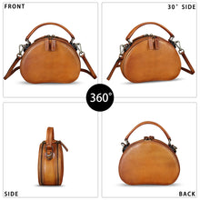 Load image into Gallery viewer, Genuine Leather Crossbody Bag for Women Retro Leather Handmade Small Round Satchel Handbag Circle Purse