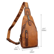 Load image into Gallery viewer, Genuine Leather Sling Bag for Women and Men Vintage Handmade Leather Sling Backpack Fashion Crossbody Bag Chest Purse
