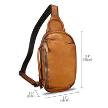 Load image into Gallery viewer, Genuine Leather Sling Bag Retro Crossbody Sling Backpack Handmade Chest Vintage Shoulder Daypack Purse Fanny Pack