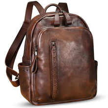 Load image into Gallery viewer, Genuine Leather Backpack Purse for Women Vintage Casual Daypack College Bag Handmade Cowhide Western Rivets Rucksack