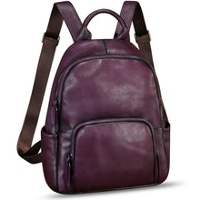 Load image into Gallery viewer, Genuine Leather Fashion Backpack for Women Vintage Satchel Soft Real Leather Knapsack Purse Rucksack Daypack Ba
