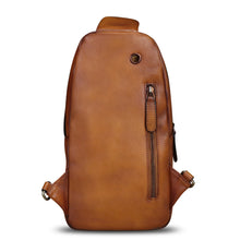Load image into Gallery viewer, Genuine Leather Sling Bag Crossbody Motorcycle Bag Handmade Chest Bag Hiking Daypack Retro Shoulder Backpacks