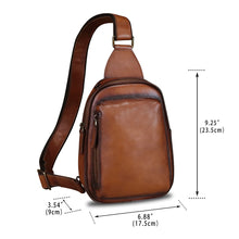 Load image into Gallery viewer, Genuine Leather Small Sling Bag for Women and Men Crossbody Bag Chest Bag Sling Backpack Purses for Hiking Sports Travel