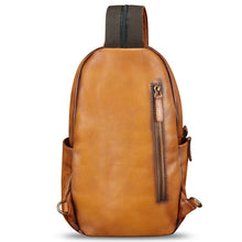 Load image into Gallery viewer, Genuine Leather Sling Bag Retro Crossbody Sling Backpack Handmade Chest Vintage Shoulder Daypack Purse Fanny Pack