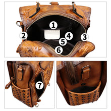 Load image into Gallery viewer, Genuine Leather Satchel for Women Purse Convertible Backpack Embossed Leather Crossbody Handbag Top Handle Bag