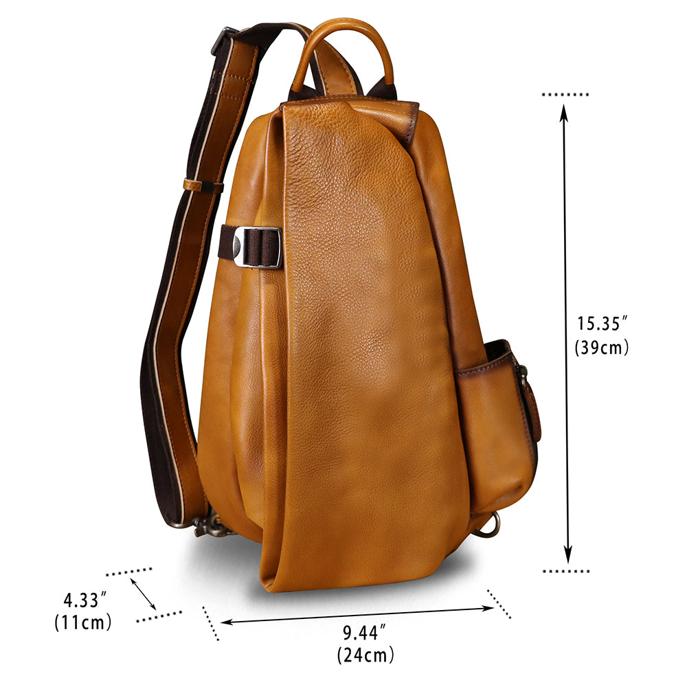 Genuine Leather Sling Bag Crossbody Purse Handmade Hiking 