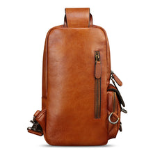 Load image into Gallery viewer, Genuine Leather Sling Bag for Men and Women Crossbody Backpack Handmade Chest Bag Hiking Daypack Purse Pouch