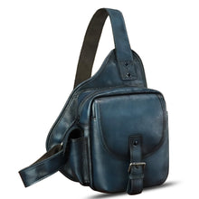 Load image into Gallery viewer, Genuine Leather Sling Bag for Men Women Chest Bags Crossbody Bag Vintage Sling Backpack Purses Hiking Sports Travel