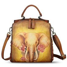Load image into Gallery viewer, Genuine Leather Satchel for Women Hand Painted Purse Crossbody Handbag Top Handle Bags Handmade Convertible Backpack