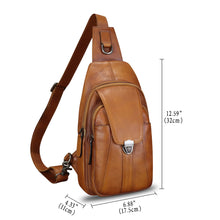 Load image into Gallery viewer, Genuine Leather Sling Bag for Women and Man Handmade Retro Hiking Crossbody Backpack Purse Chest Shoulder Daypack