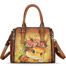 Load image into Gallery viewer, Genuine Leather Handbag for Women Hand Painted Leather Top Handle Purse Handmade Crossbody Satchel Tote Bag