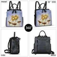 Load image into Gallery viewer, Genuine Leather Satchel for Women Hand Painted Purse Crossbody Handbag Top Handle Bags Handmade Convertible Backpack