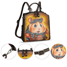 Load image into Gallery viewer, Genuine Leather Satchel for Women Hand Painted Purse Crossbody Handbag Top Handle Bags Handmade Convertible Backpack