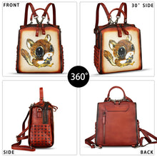 Load image into Gallery viewer, Genuine Leather Satchel for Women Hand Painted Purse Crossbody Handbag Top Handle Bags Handmade Convertible Backpack