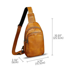 Load image into Gallery viewer, Genuine Leather Sling Bag for Women and Men Vintage Handmade Leather Sling Backpack Shoulder Crossbody Bag Chest Purse