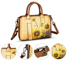 Load image into Gallery viewer, Genuine Leather Satchel for Women Hand Painted Leather Handbag Top Handle Bags Handmade Purse Crossbody Bag