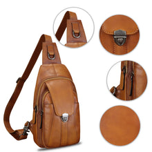 Load image into Gallery viewer, Genuine Leather Sling Bag for Women and Man Handmade Retro Hiking Crossbody Backpack Purse Chest Shoulder Daypack