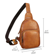 Load image into Gallery viewer, Genuine Leather Sling Bag Retro Crossbody Sling Backpack Handmade Chest Shoulder Daypack Cycling Bag Purse Fanny Pack