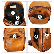 Load image into Gallery viewer, Genuine Leather Sling Bag Retro Crossbody Sling Backpack Handmade Chest Vintage Shoulder Daypack Purse Fanny Pack