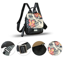 Load image into Gallery viewer, Genuine Leather Backpack for Women Hand Painted Knapsack Purse Designer Handmade Rucksack Casual Daypack