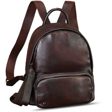 Load image into Gallery viewer, Genuine Leather Backpack for Women Vintage Soft Real Leather Knapsack Purse Fashion Satchel Rucksack Daypack Bag