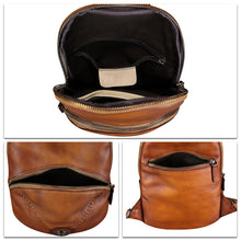 Load image into Gallery viewer, Genuine Leather Sling Bag for Women Vintage Real Leather Sling Backpack Shoulder Crossbody Bag Chest Purse
