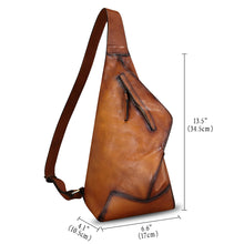 Load image into Gallery viewer, Genuine Leather Sling Bag Crossbody Casual Hiking Daypack Vintage Handmade Shoulder Backpack Motorcycle Chest Bags