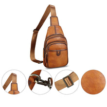 Load image into Gallery viewer, Genuine Leather Sling Bag for Men and Women Sling Backpack Purses Shoulder Crossbody Bag Chest Bag Fanny Pack