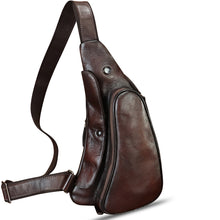 Load image into Gallery viewer, Genuine Leather Sling Bag Retro Crossbody Sling Backpack Handmade Chest Purse Daypack Cycling Fanny Pack Back Bag