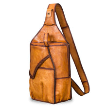 Load image into Gallery viewer, Genuine Leather Sling Bag for Men and Women Vintage Large Sling Backpack Shoulder Crossbody Chest Bag for Ipad