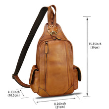 Load image into Gallery viewer, Genuine Leather Silng Bag for Men and Women Vintage Leather Sling Backpack Chest Purse Crossbody Bag