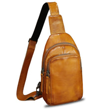 Load image into Gallery viewer, Genuine Leather Sling Bag for Women and Men Vintage Handmade Leather Sling Backpack Shoulder Crossbody Bag Chest Purse