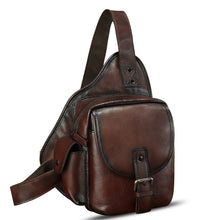 Load image into Gallery viewer, Genuine Leather Sling Bag for Men Women Chest Bags Crossbody Bag Vintage Sling Backpack Purses Hiking Sports Travel