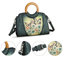 Load image into Gallery viewer, Genuine Leather Tote Bag for Women Hand Painted Shoulder Handbag Handmade Purse Crossbody Work Tote Casual Purse