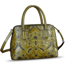 Load image into Gallery viewer, Genuine Leather Handbag for Women Top Handle Satchel Handmade Retro Embossed Leather Vintage Crossbody Purse