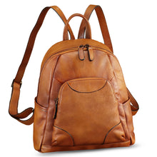 Load image into Gallery viewer, IVTG Genuine Leather Backpack for Women Vintage Handmade Satchel Vintage Knapsack Retro Leather Rucksack Daypack